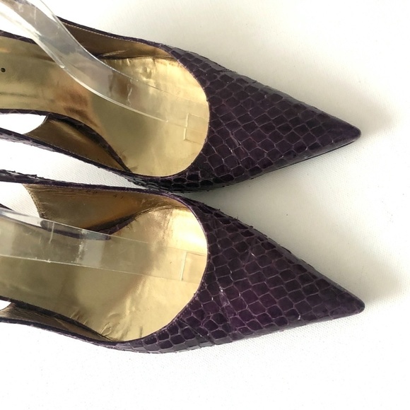 Dolce & Gabbana Purple Snake Slingback Heels 11 - Picture 6 of 8